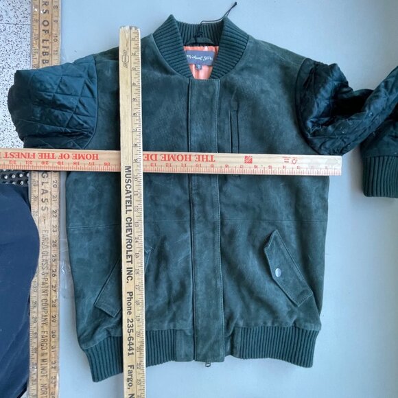 Michael Stars Jacket Size XS Goat Suede Quilted Bomber Jacket Casual Green - Picture 7 of 7
